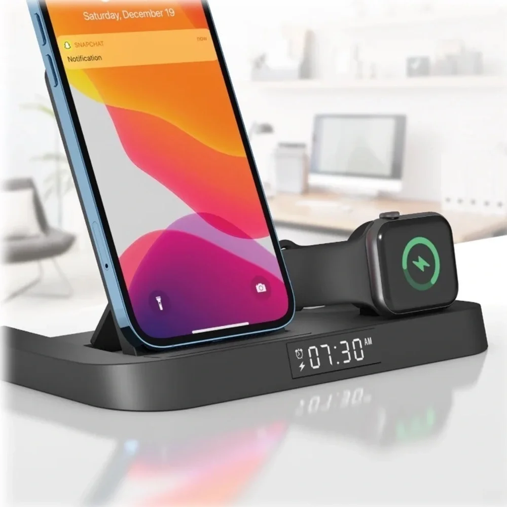 Black Trio Powerhouse 3-in-1 Wireless Charging Station